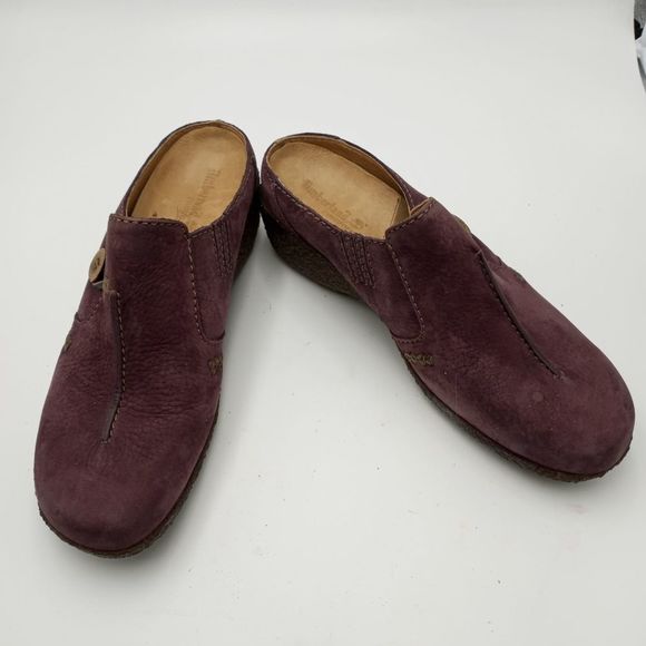 TIMBERLAND NIB womens 8.5 Overton druk red plum slip on clogs - Picture 1 of 5